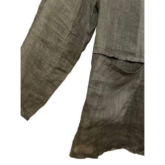 Babette SF Sheer Zip‎ Up Jacket Women Size Small Olive Green Woven Topper Boho - Picture 6 of 10